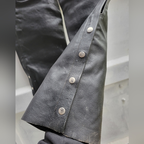 Genuine leather black riding chaps cowboy xxs 15.5"-18.5" waist - Picture 11 of 12